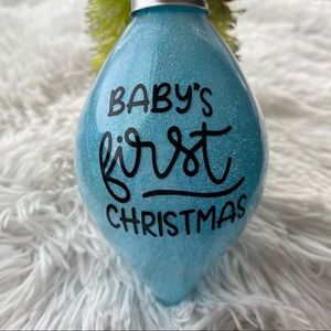 Baby's First Christmas Blue Glitter Ornament